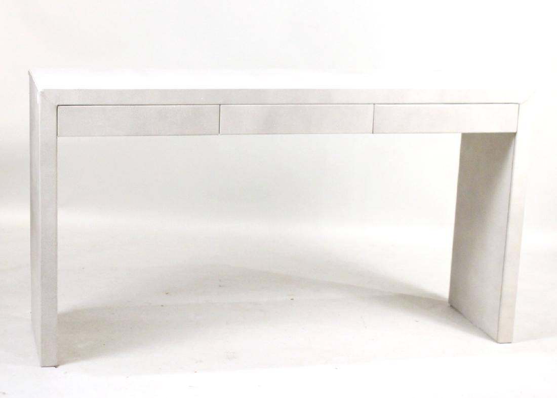 Modern White Faux Shagreen Console Table (1 of 6)