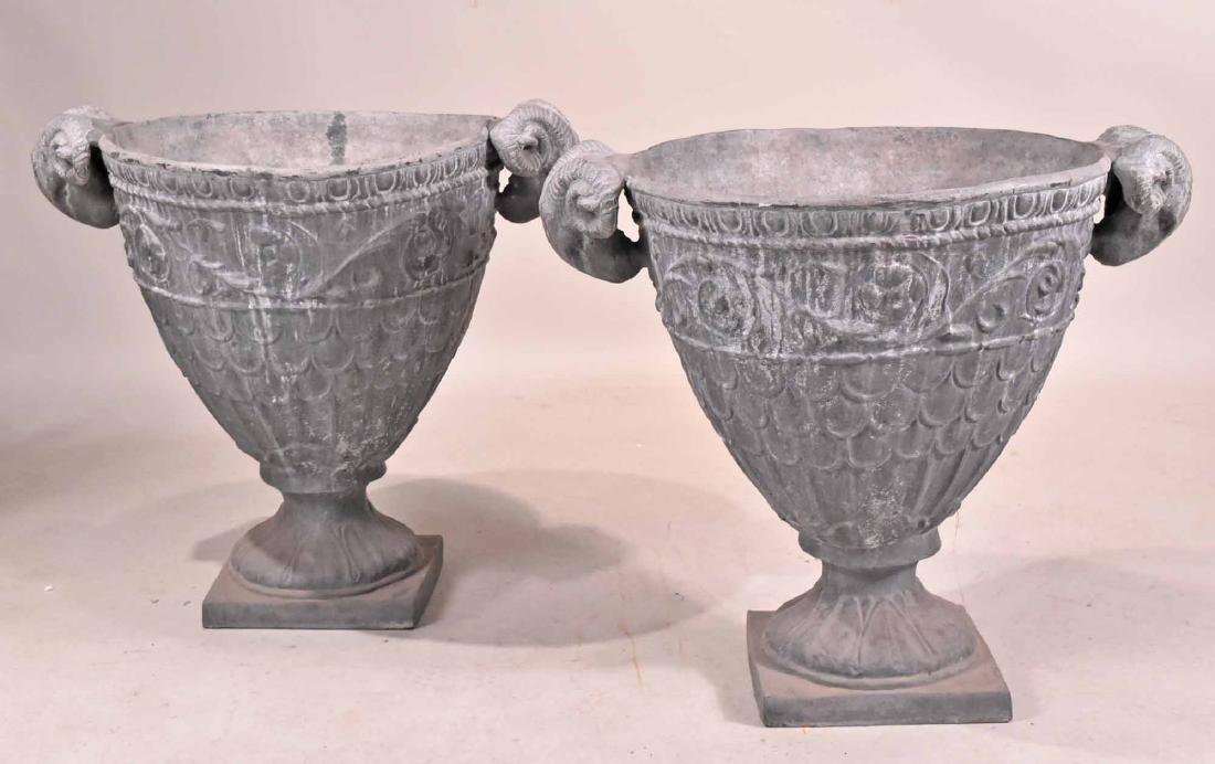 Pair of Neoclassical Lead Garden Urns (1 of 9)