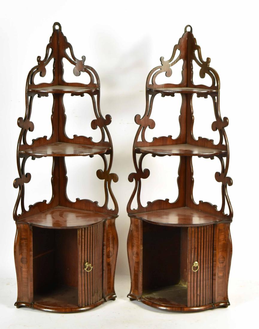 Pair of Walnut Tambour Front Hanging Shelves (1 of 6)