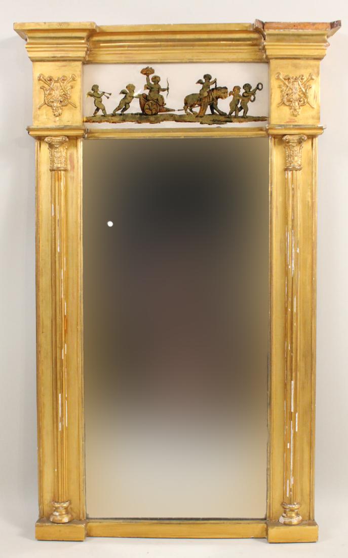 Regency Giltwood Mirror with Eglomise Panel (1 of 4)