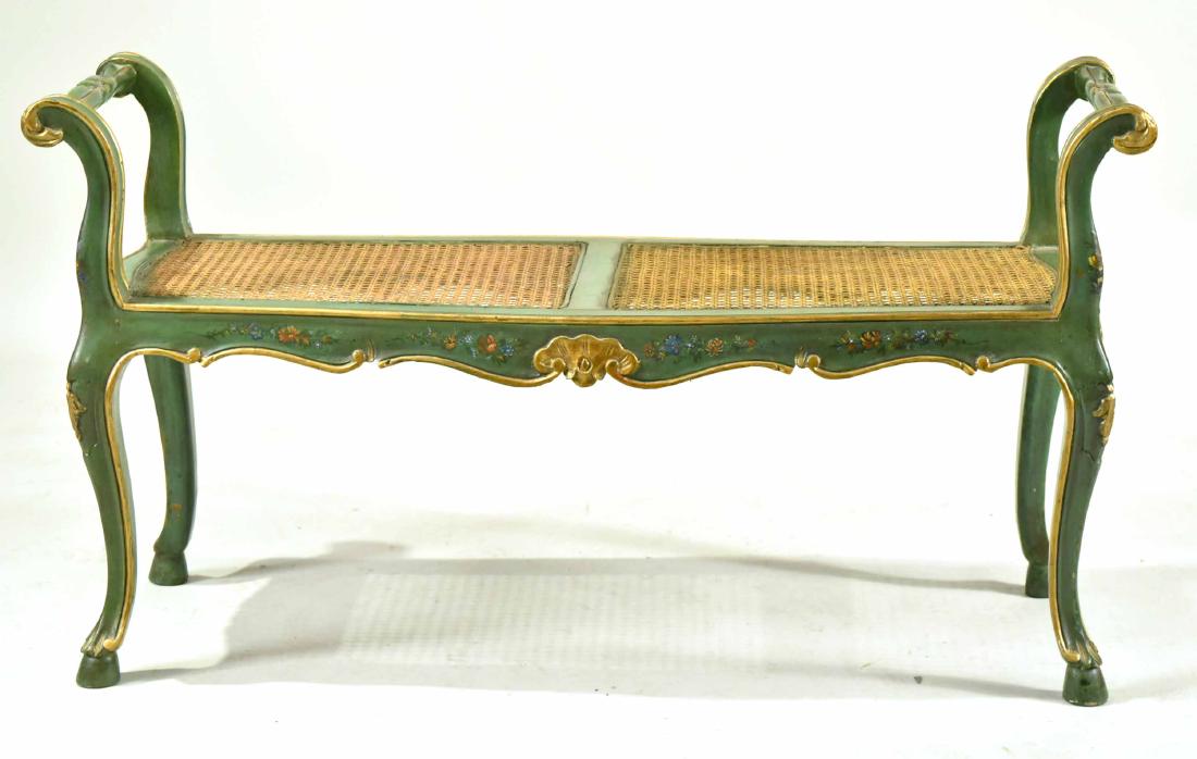 Venetian Style Painted and Caned Window Bench (1 of 5)
