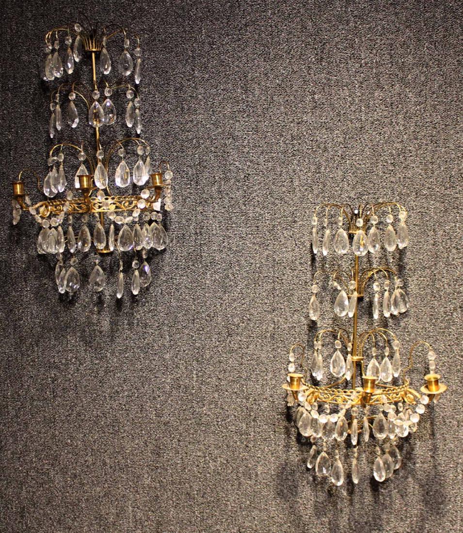 Pair of Classical Three Light Bronze Sconces (1 of 5)