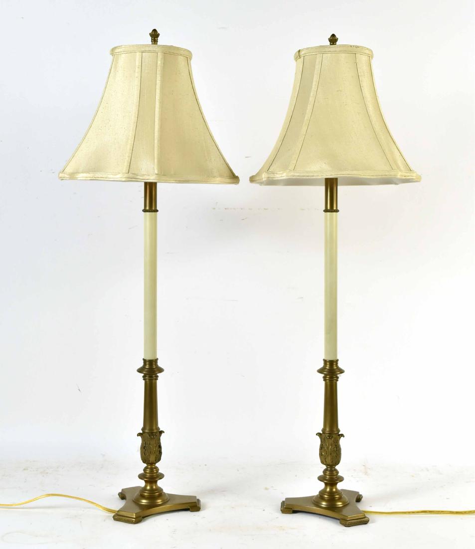Pair of Neoclassical Style Brass Table Lamps (1 of 6)
