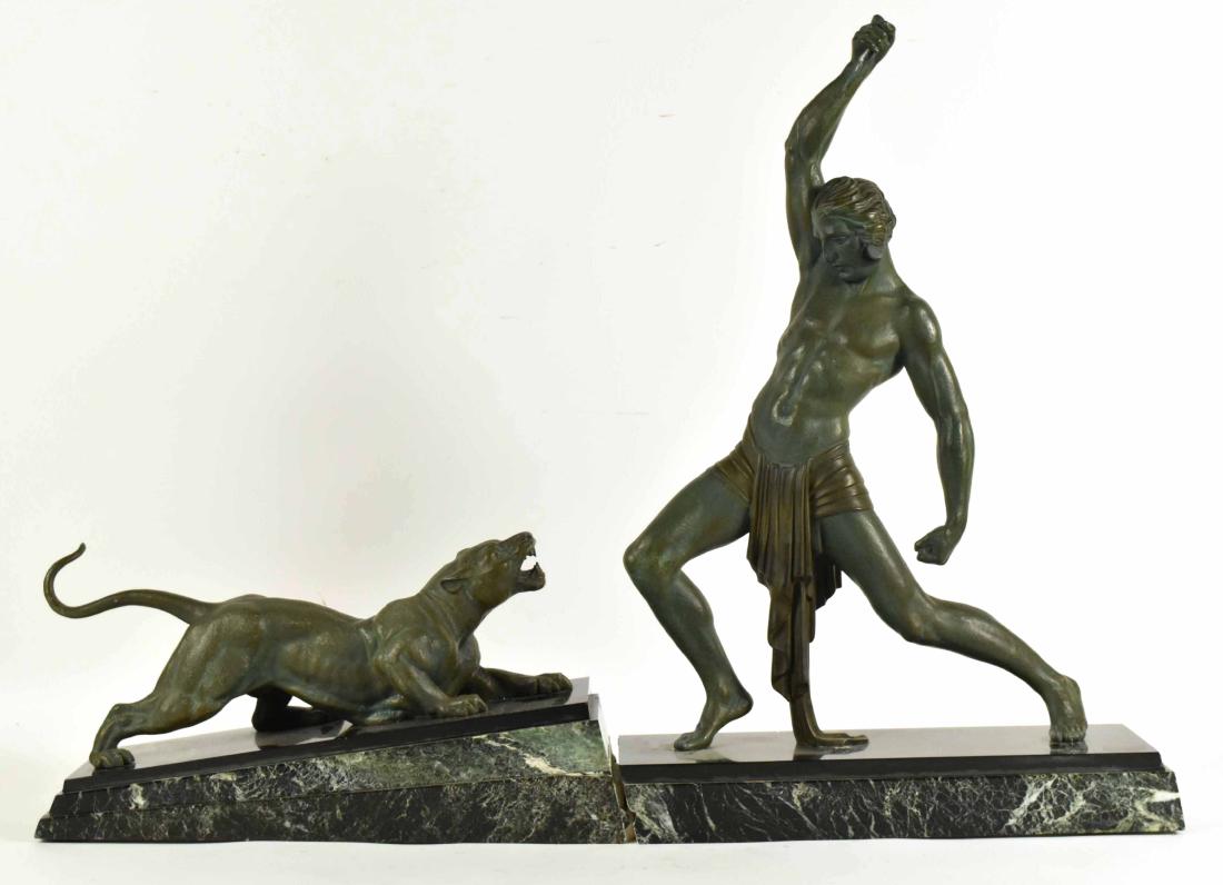 Bronze Sculpture of Man & Panther, D.H. Chiparus (1 of 11)