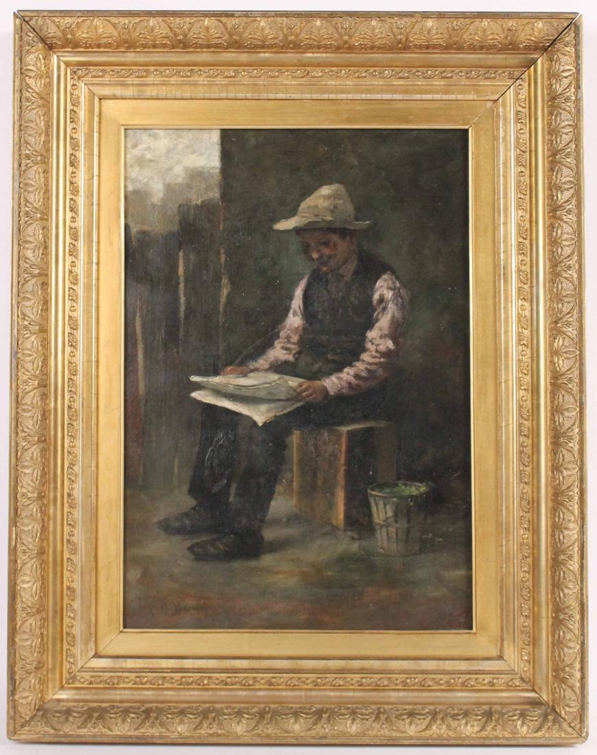 Oil on Canvas Young Man Reading John H. Henkill (1 of 6)