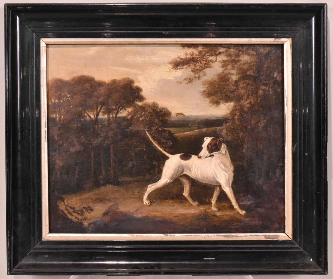 Oil on Canvas, "The Retriever": British School, 19th C., unsigned. 17"h x 21"w