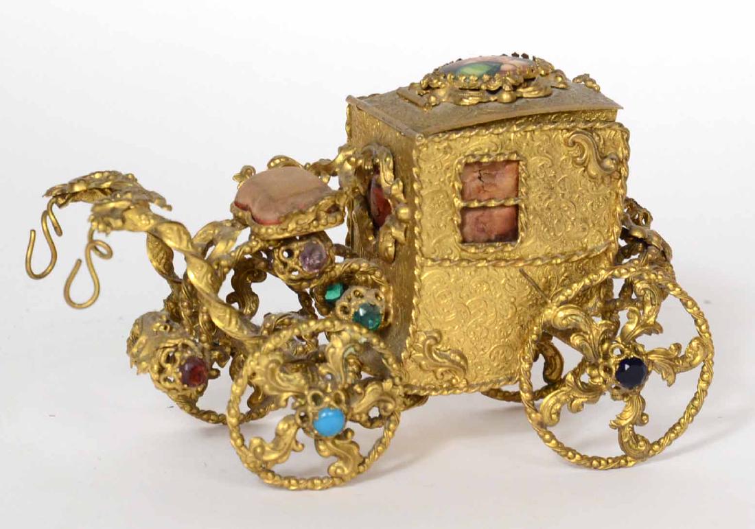 Gilt Metal & Gemstone Decorated Carriage Bank (1 of 6)