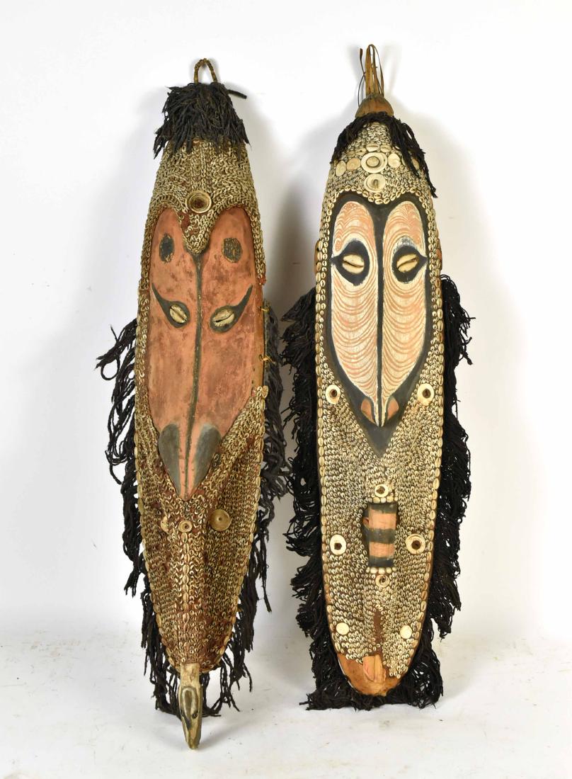 Two Similar Shell-Decorated Painted Wood Masks (1 of 10)