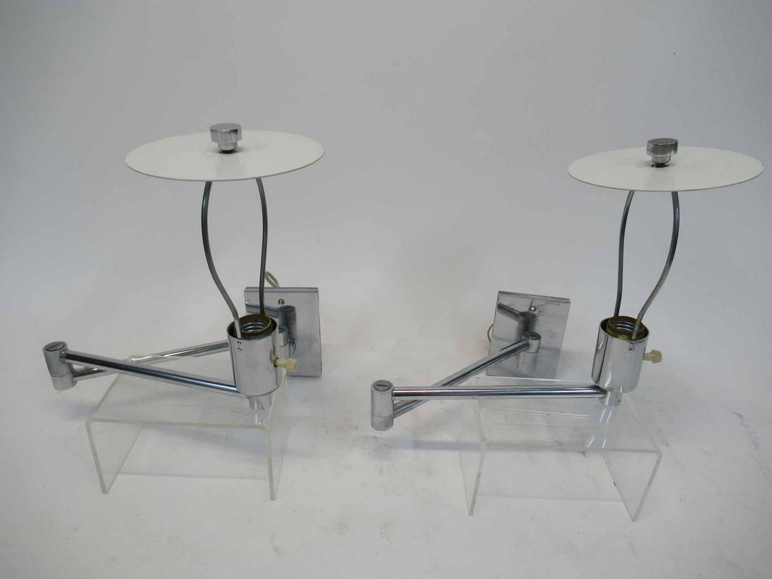 Pair of Chrome Hansen Wall Sconces: Pair of Chrome Hansen Adjustable Wall Sconces, used condition, closed size 11" x 13"