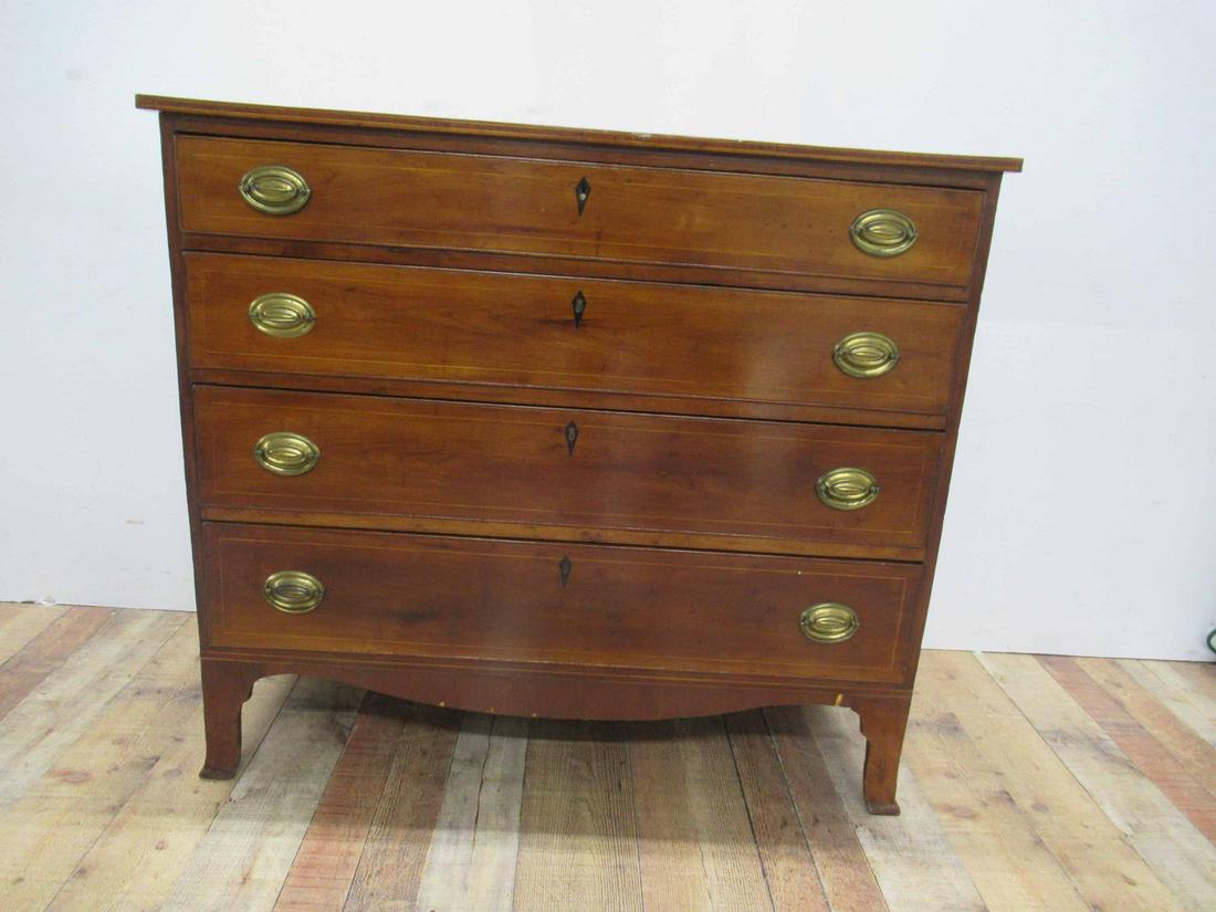 Hepplewhite Chest of Drawers: Antique Hepplewhite Chest of Drawers with inlay. Used condition, wear, worn, 35 3/4" tall x 19 1/2" deep x 40 1/4"