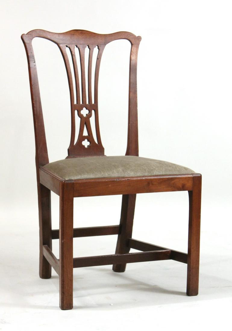 George III Mahogany Side Chair: English, late 18th C. Used condition, wear. 38"h