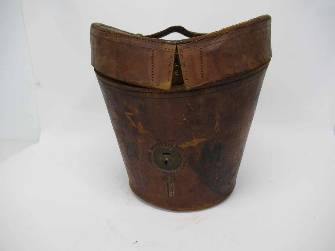 Victorian Leather Hat Box: 19th/20th C.