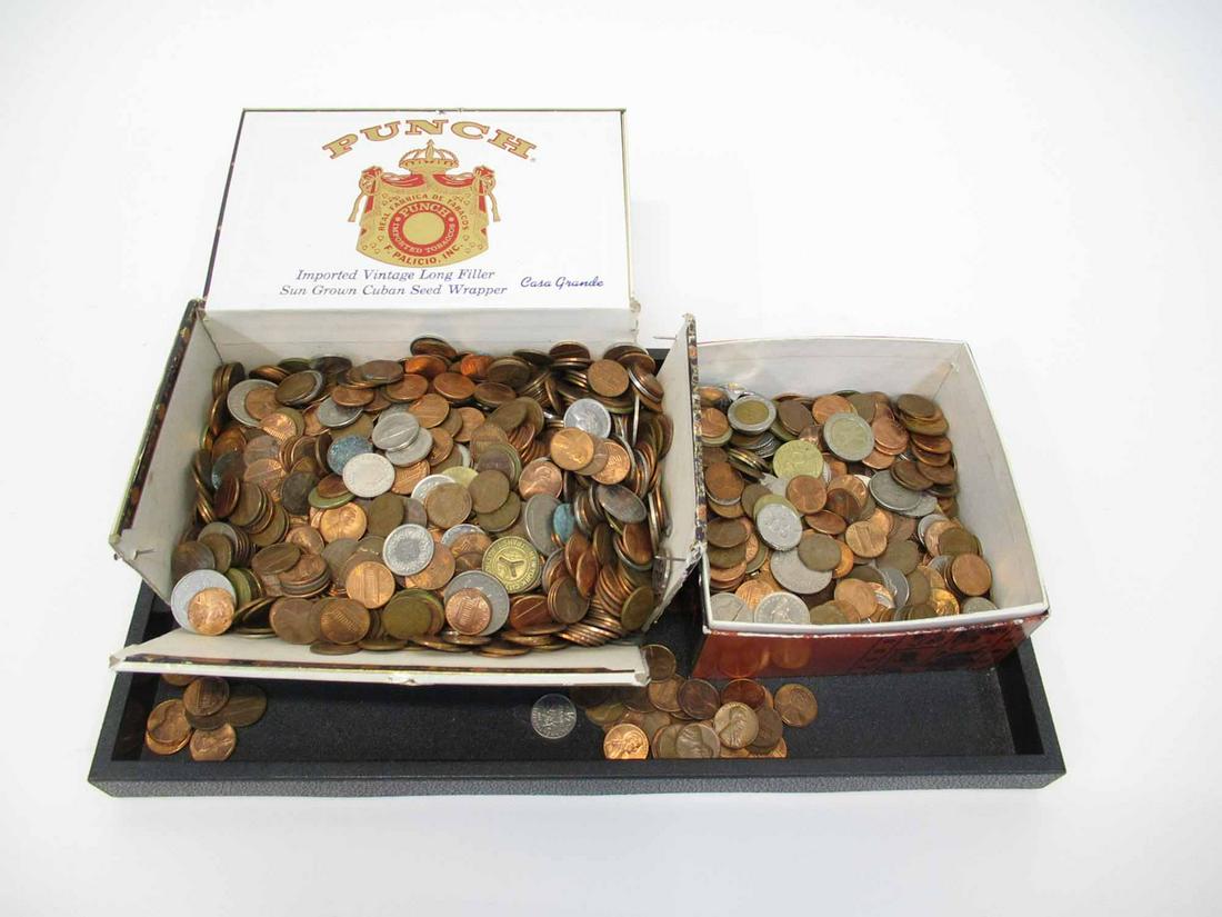 Assortment of U.S. and Foreign Currency Coins: Assortment of U.S. and Foreign Currency Coins. Used condition.