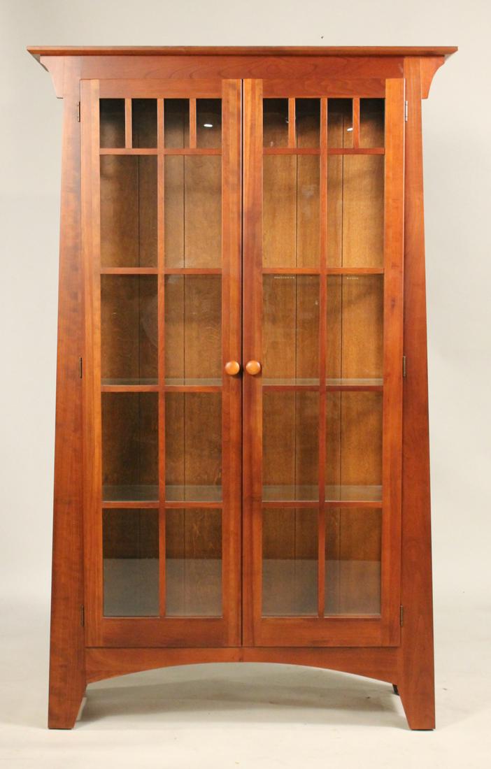 Mission Style Cherrywood Bookcase Cabinet: Made by Ethan Allen. 5'10"h x 40-1/2"w x 13-1/2"d