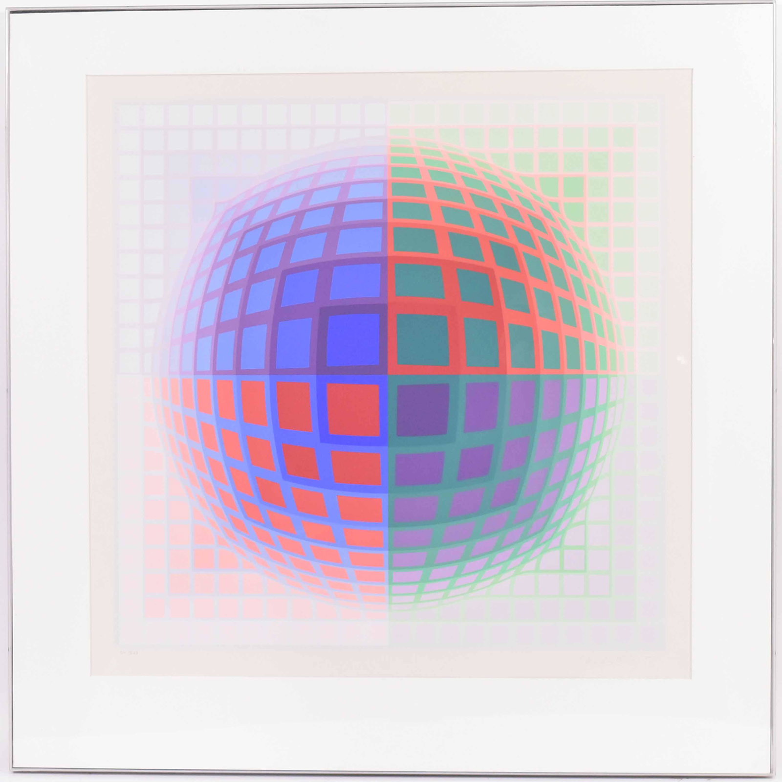 Lithograph, Op Art, Victor Vasarely: (Hungarian, 1906-1997) signed in pencil l.r. and numbered 114/267. Sight size: 24-3/4"h x 24-3/4"w