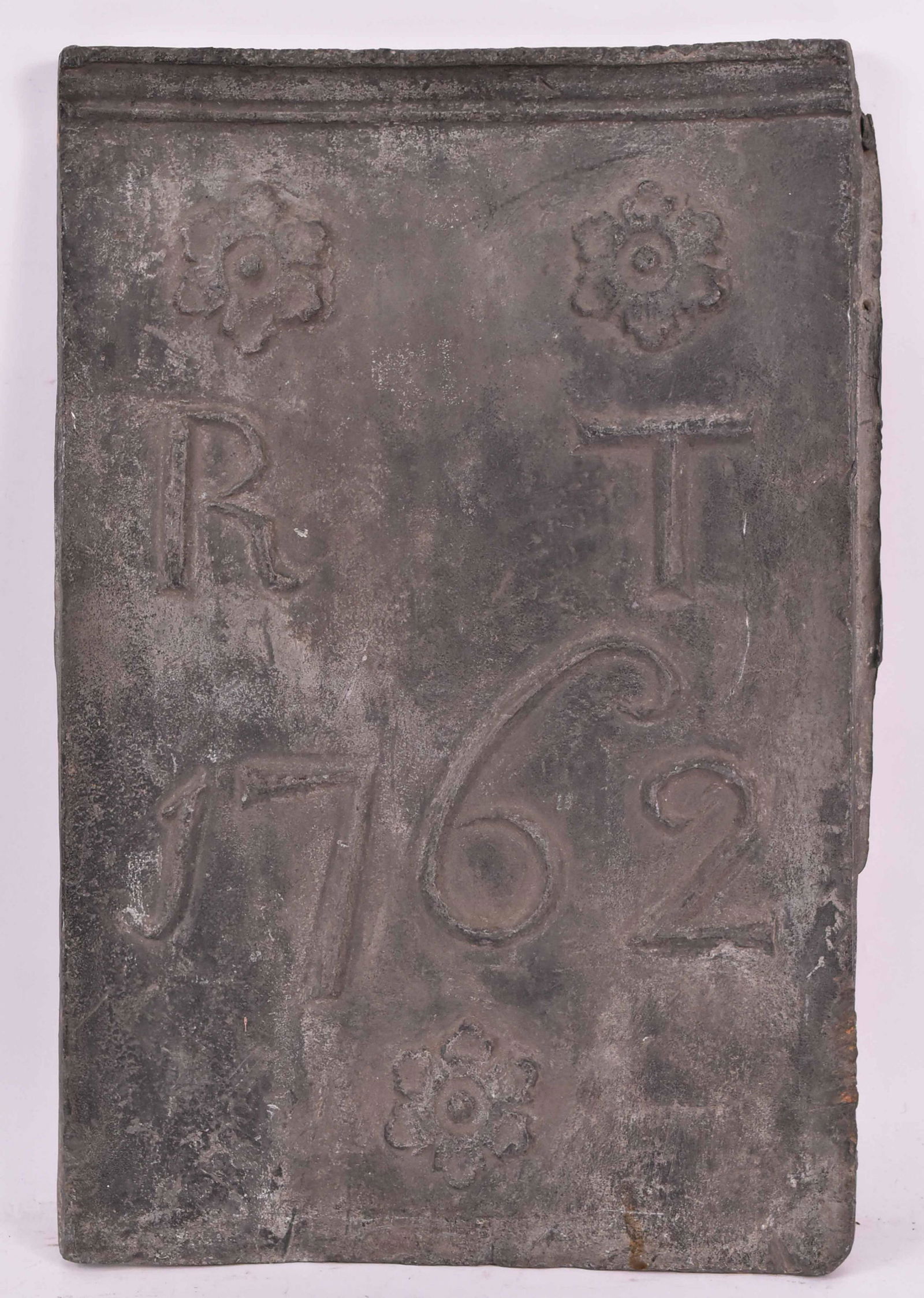 Cast-Lead Fireback: Initialed "R.T. 1762." 18-1/2"h x 12-1/2"w Provenance: Property from the Collection of Eric Martin Wunsch, New York City