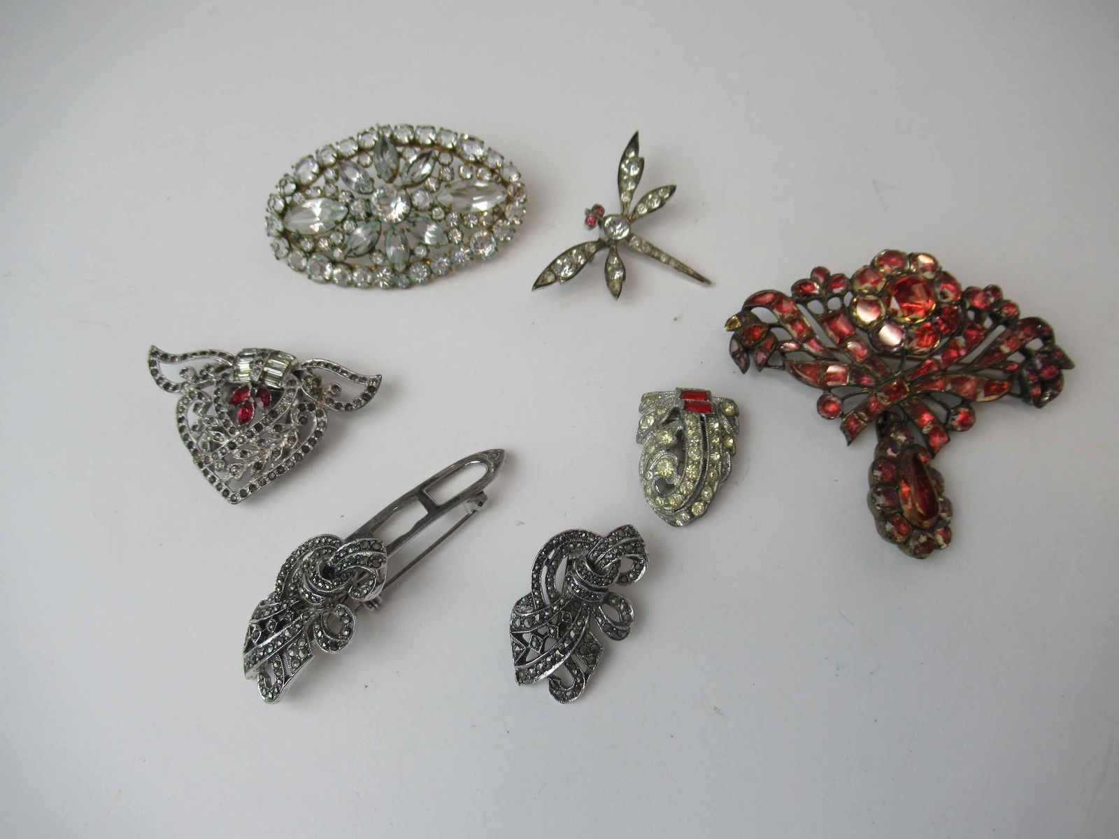 Group of Ladies Brooches & Earrings, Rhinestones (1 of 10)
