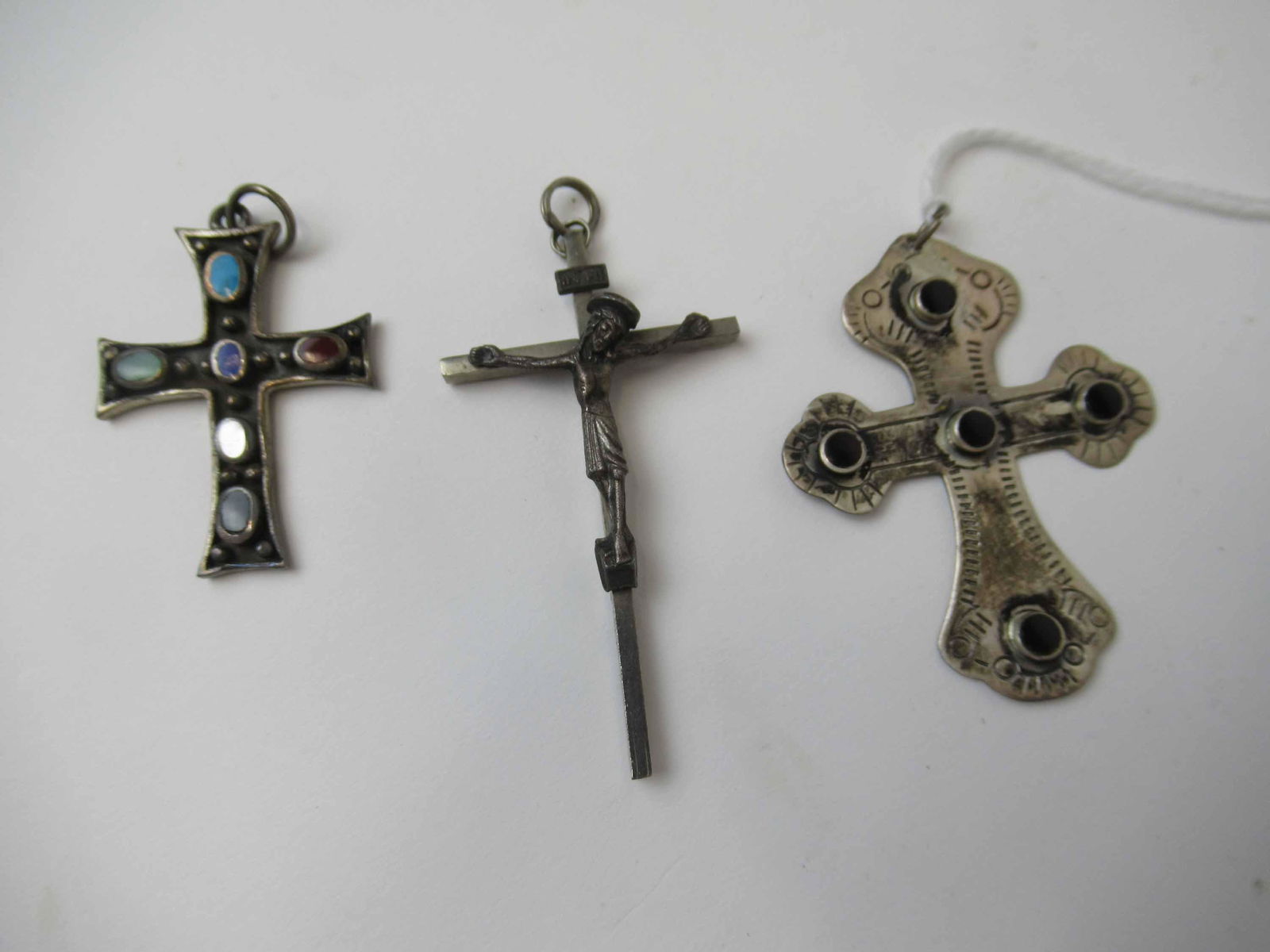 Two Hardstone Set Sterling Silver Cross Pendants (1 of 6)