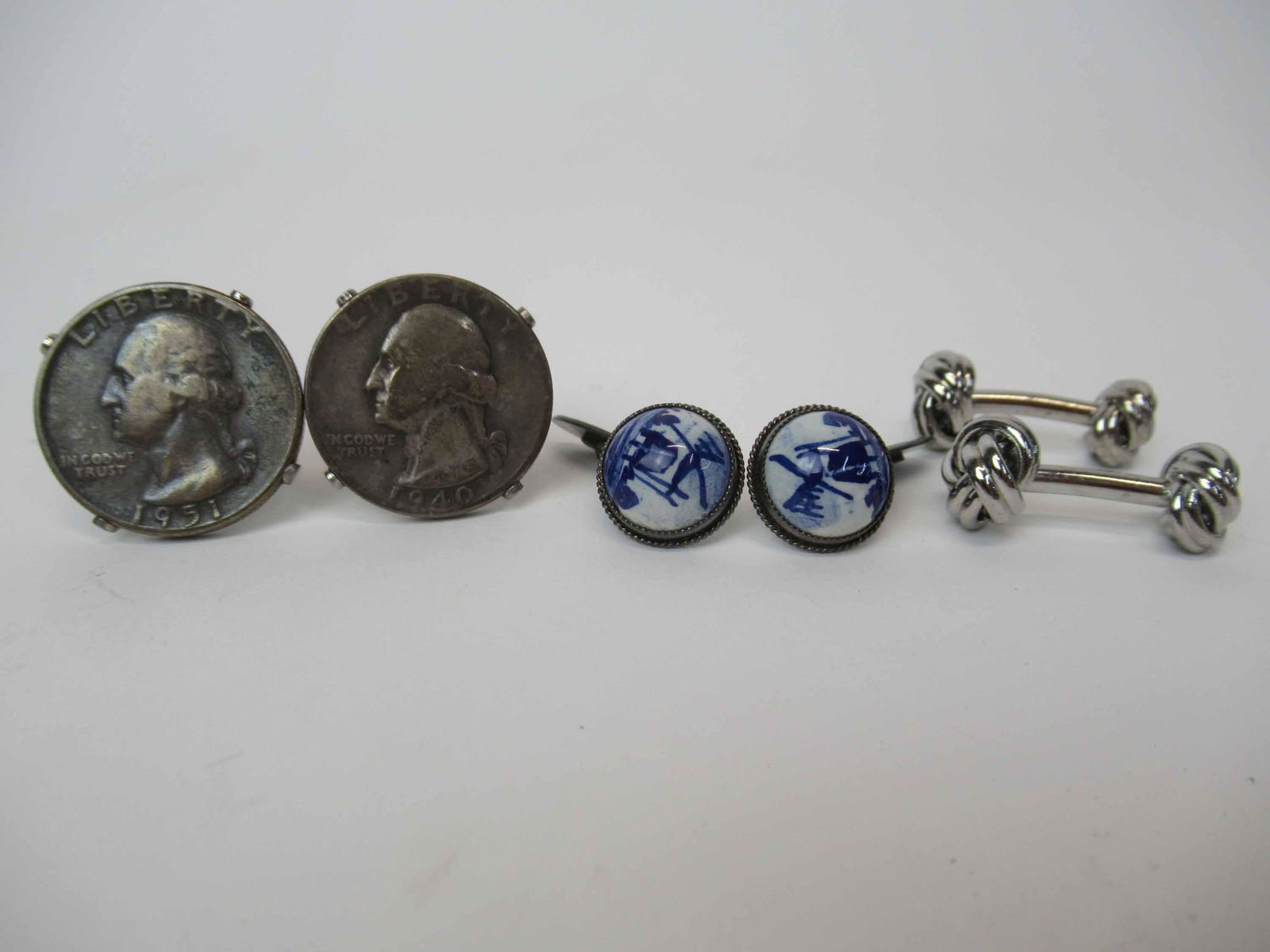 Three Pair Silver Metal Cufflinks (1 of 4)