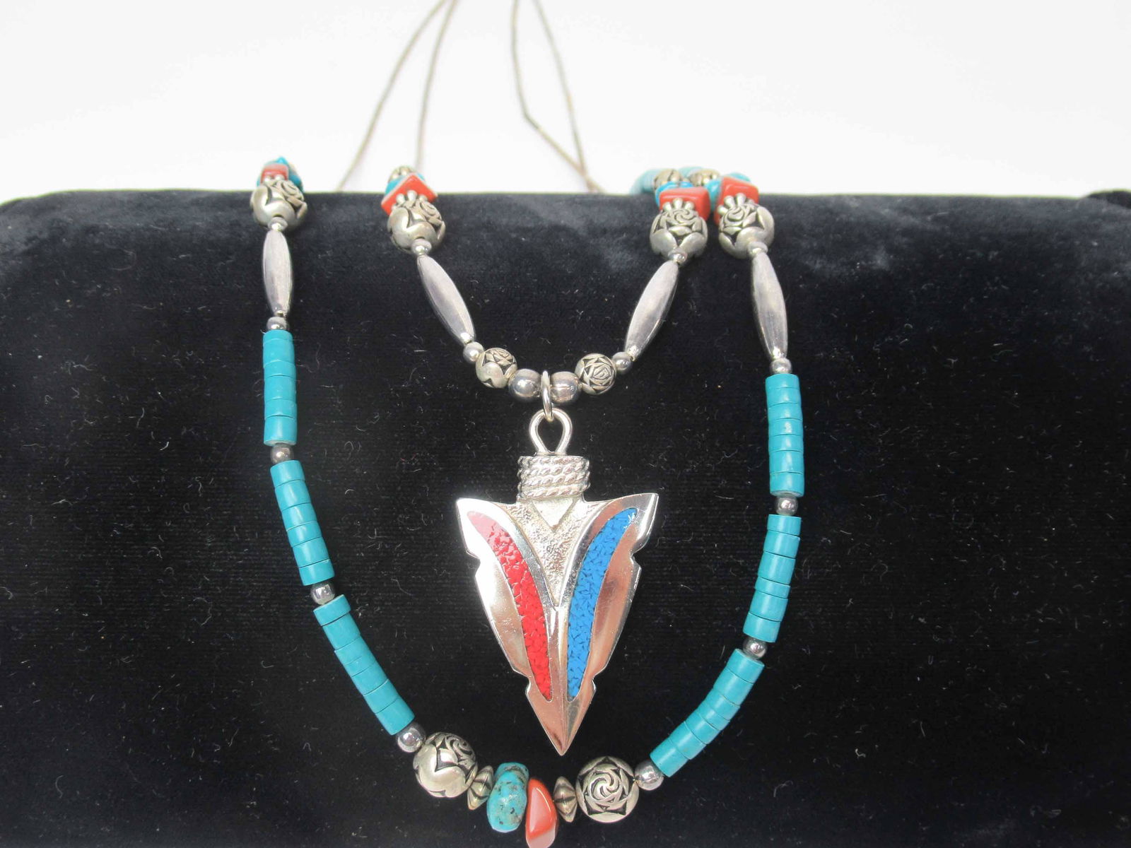 Native American Style Silver Turquoise Necklace (1 of 5)