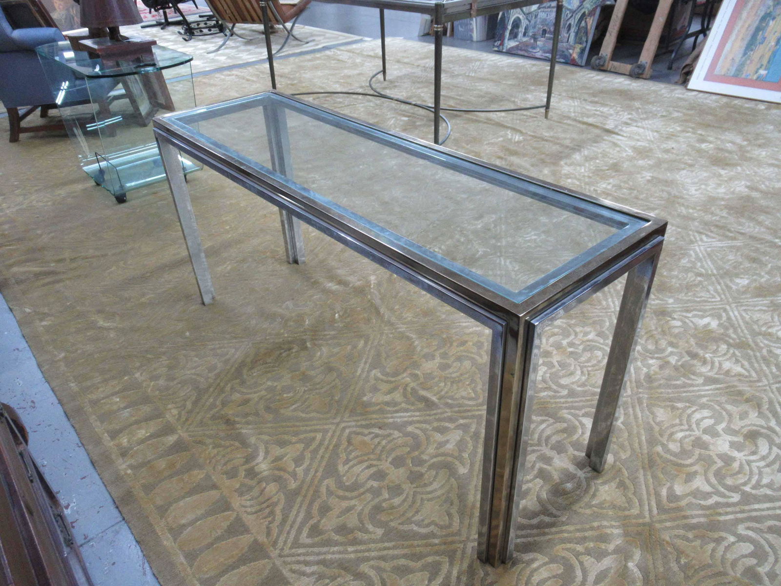Modern Brass and Glass Console Table (1 of 4)