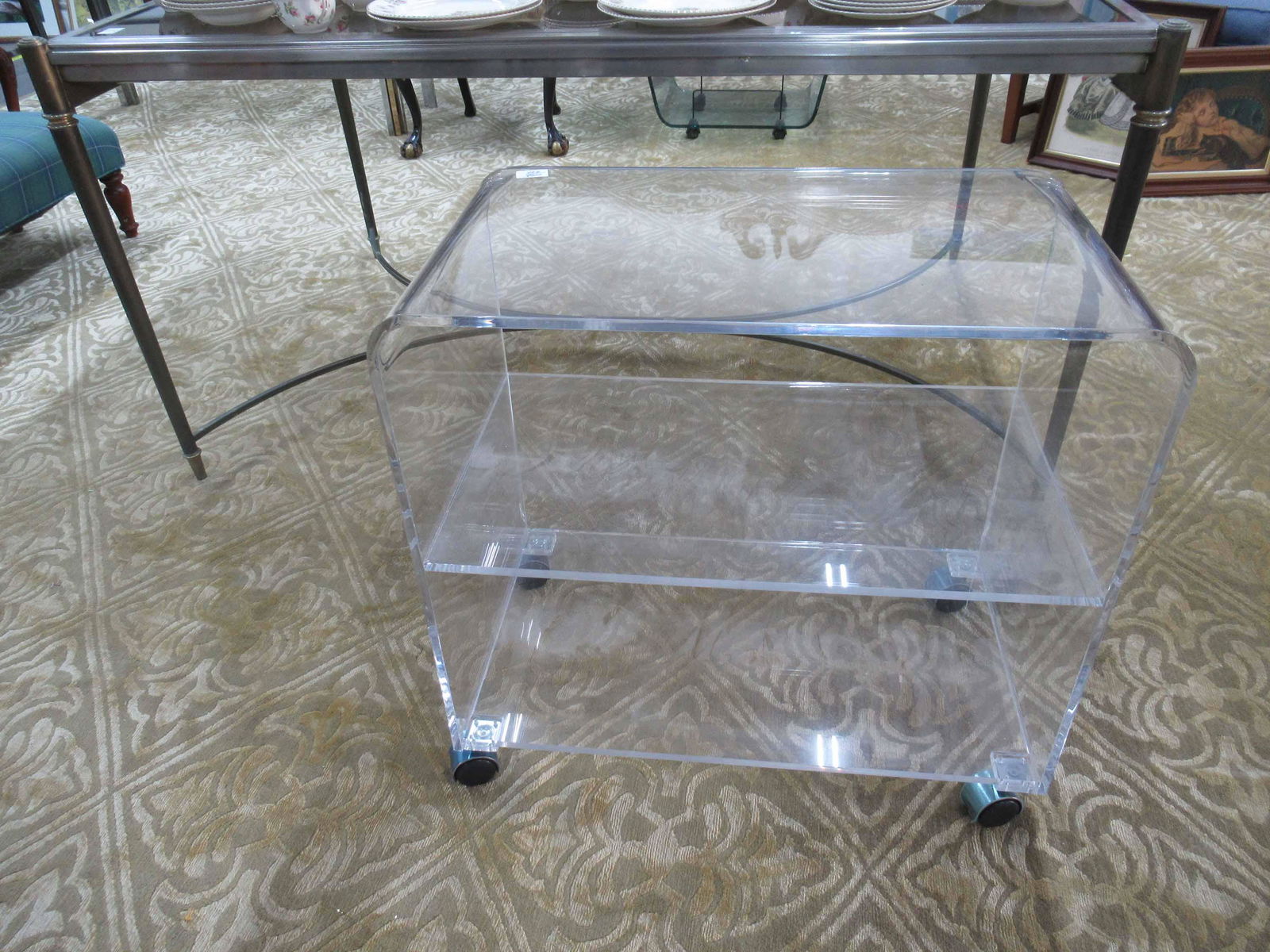 Modern Lucite Three Tier Rolling Cart (1 of 4)