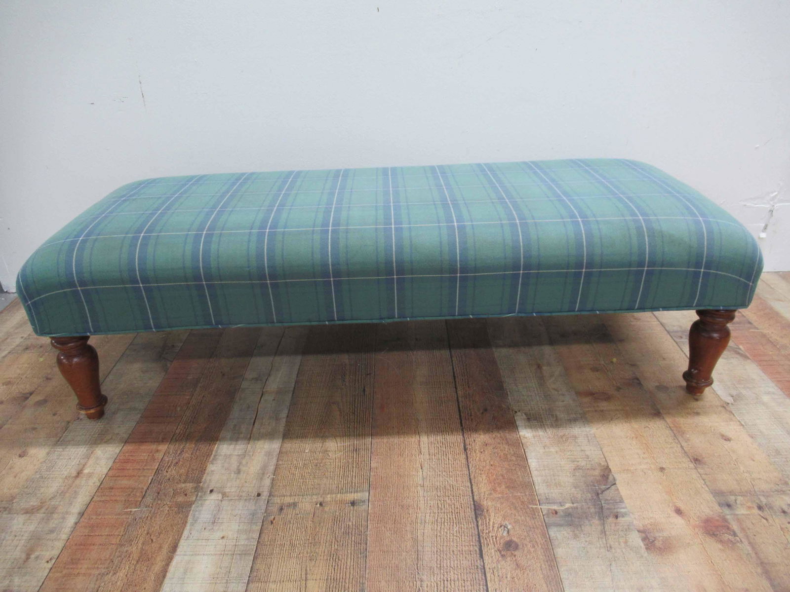 Plaid Upholstered Long Bench (1 of 4)