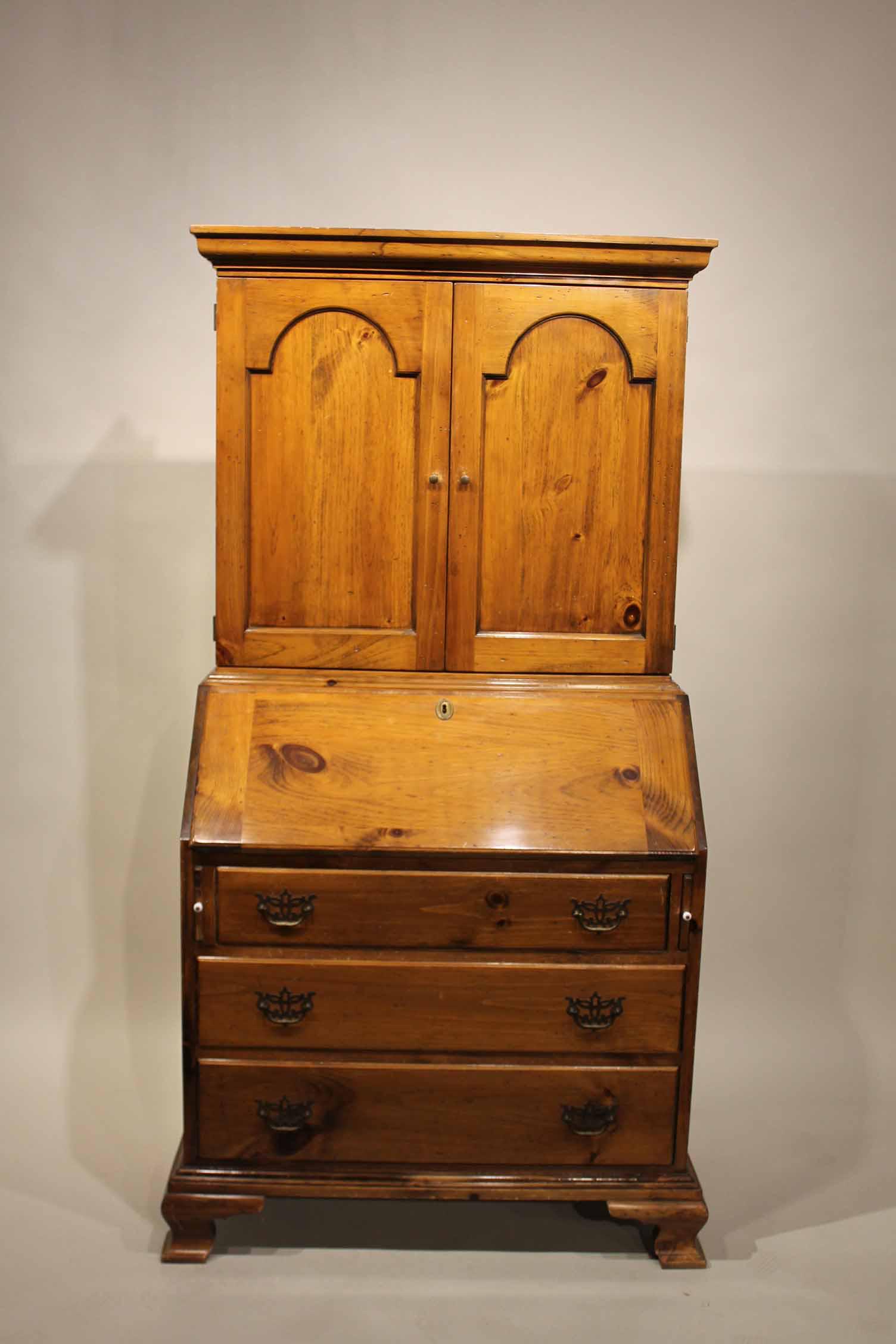 Pine Secretary Bookcase Cabinet (1 of 6)