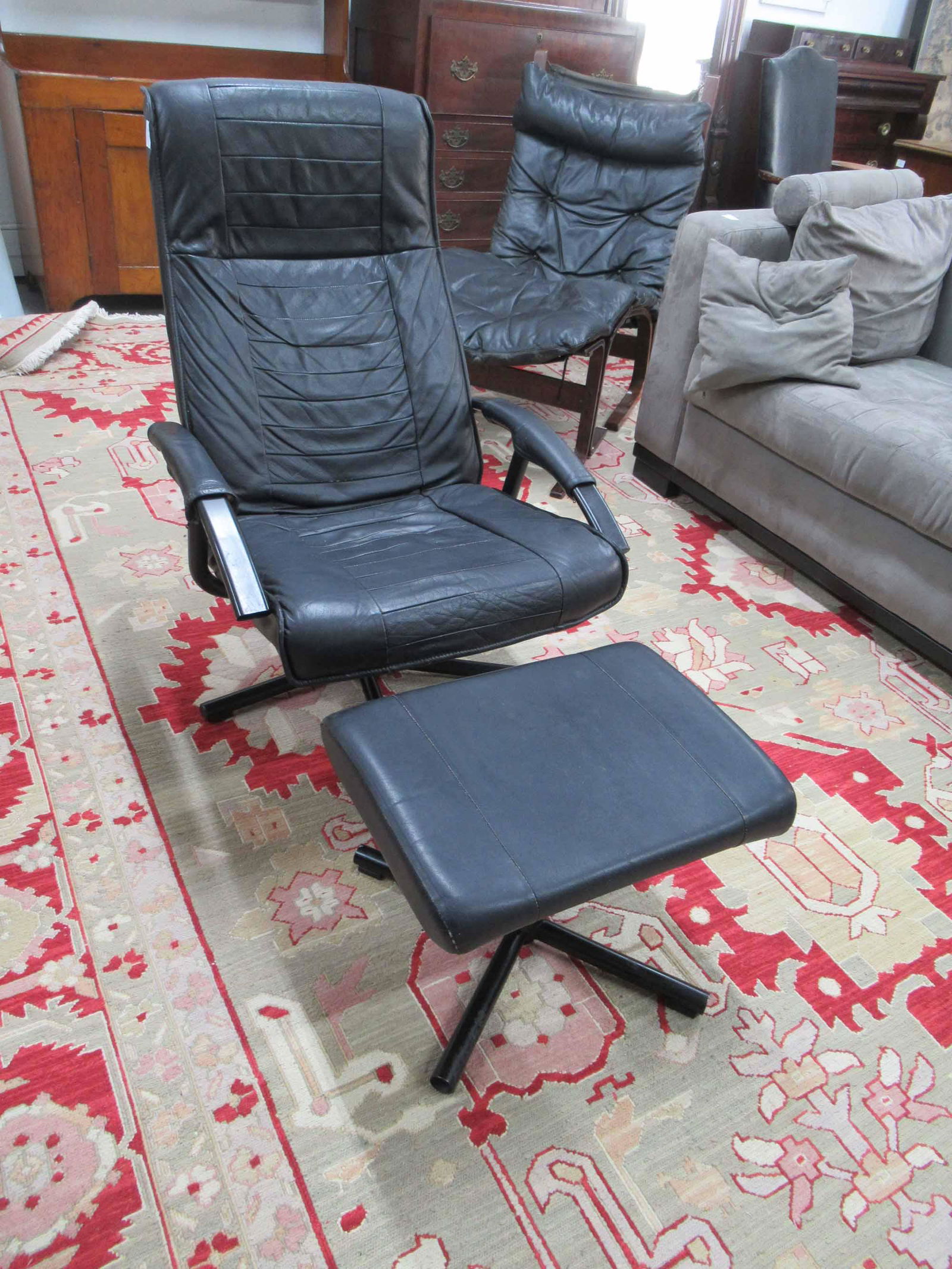 Black Leather Reclining Armchair (1 of 4)