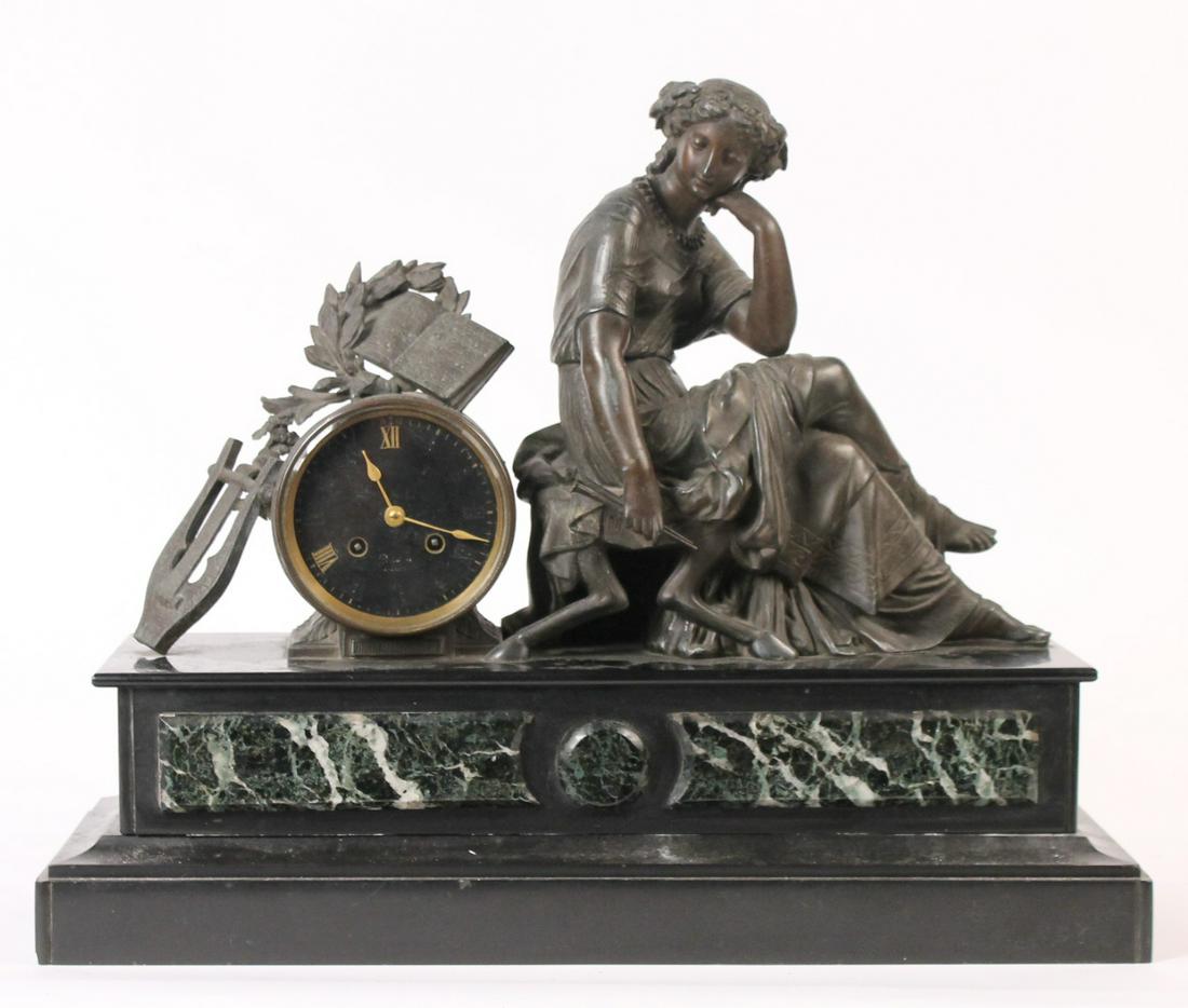 Napoleon III Marble and Metal Mantel Clock (1 of 9)