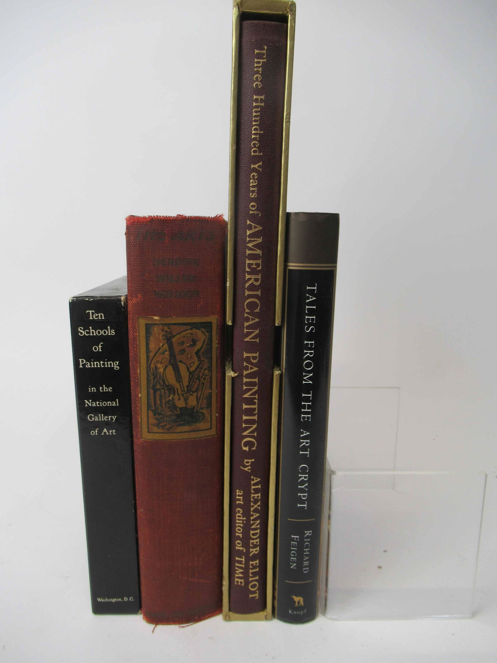 Group of Assorted Art Books: Group of Assorted Books, Including Tales from the Art Crypt, American Paintings, The Arts and The Schools of Paintings. Used condition.