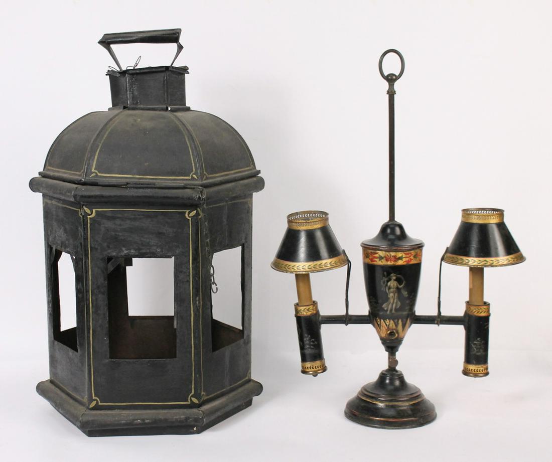 Tole Painted Two-Arm Desk Lamp (1 of 7)