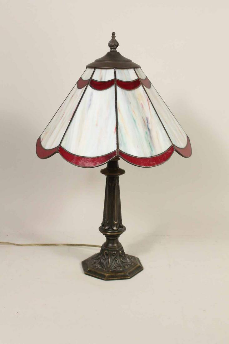 Patinated Metal Columnar Form Table Lamp (1 of 4)