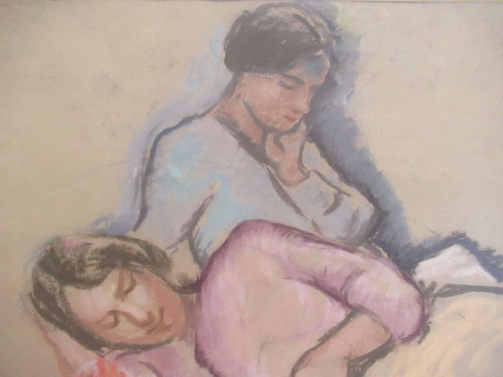 Bernard Gussow Pastel on Paper of Young Woman (1 of 7)