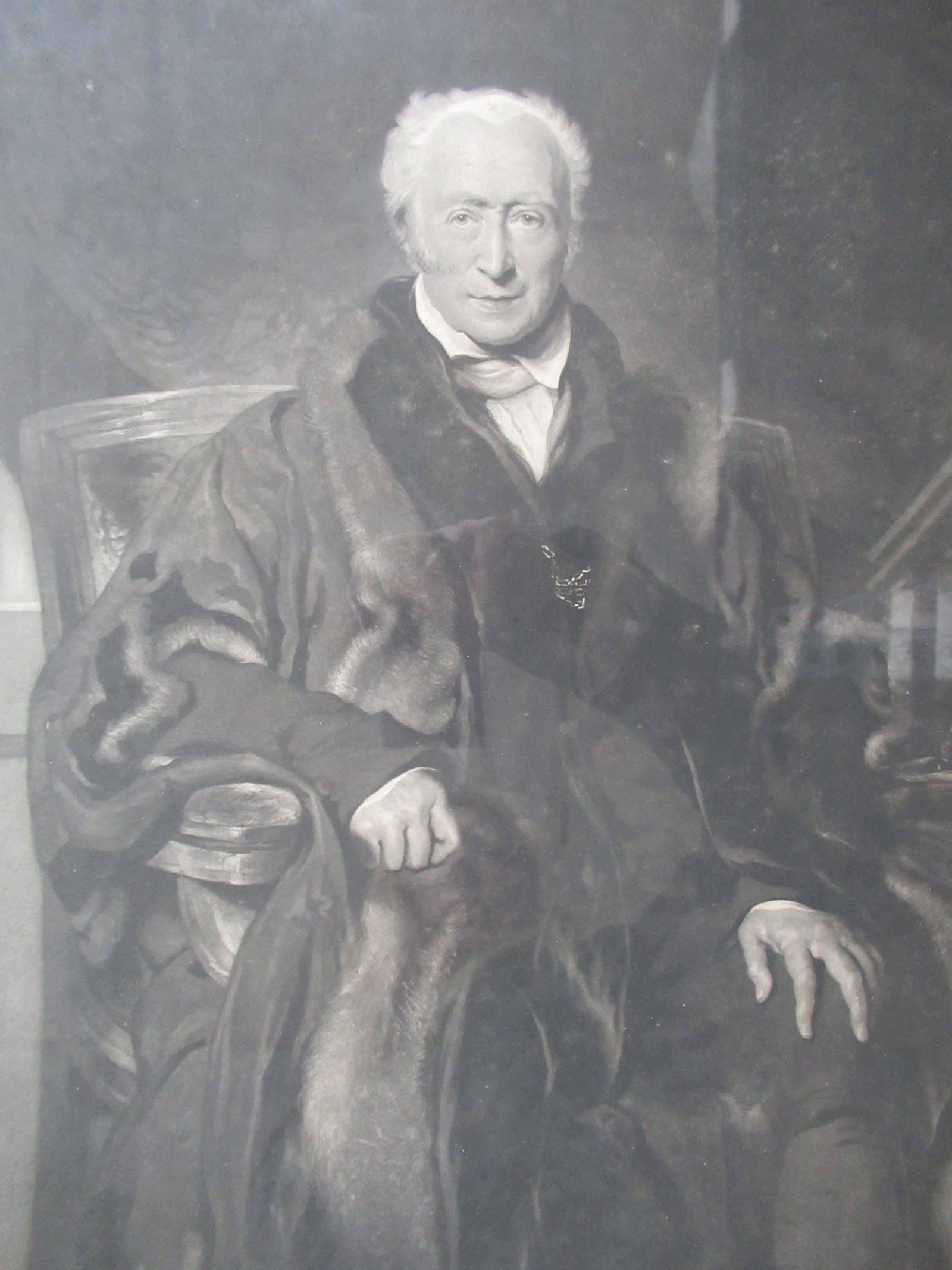 Print of Distinguished Gentleman: Print of Distinguished Gentleman together with print of Statesman and print of Sir Thomas Lawrence. Used condition, wear, worn, stains, foxing. largest framed size 25 1/2" x 21"