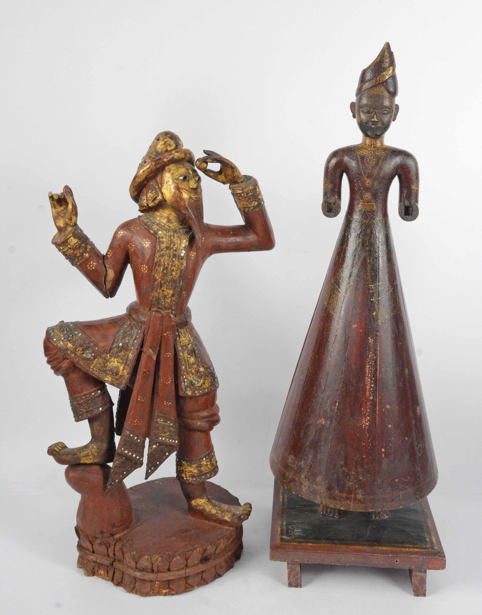 Two South Asian Giltwood and Lacquer Figures (1 of 10)