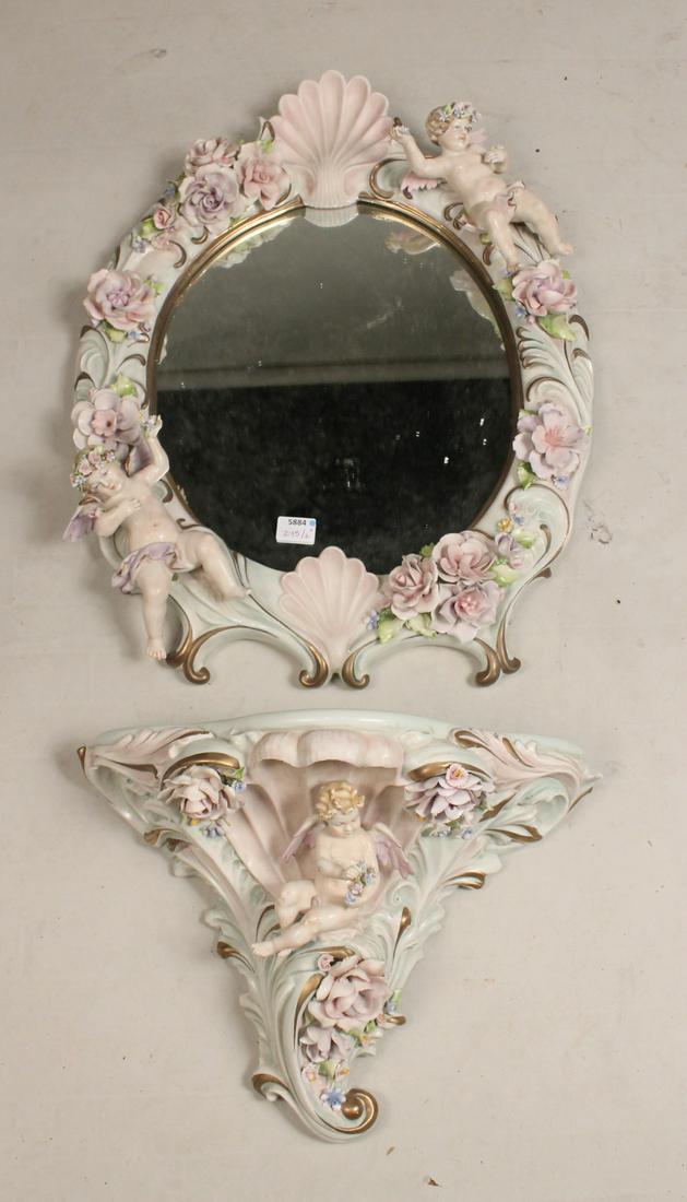 Capo-di-Monte Porcelain Bracket and Mirror (1 of 8)