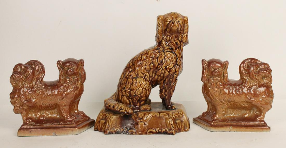 Rockingham Brown Glazed Pottery Dog (1 of 6)