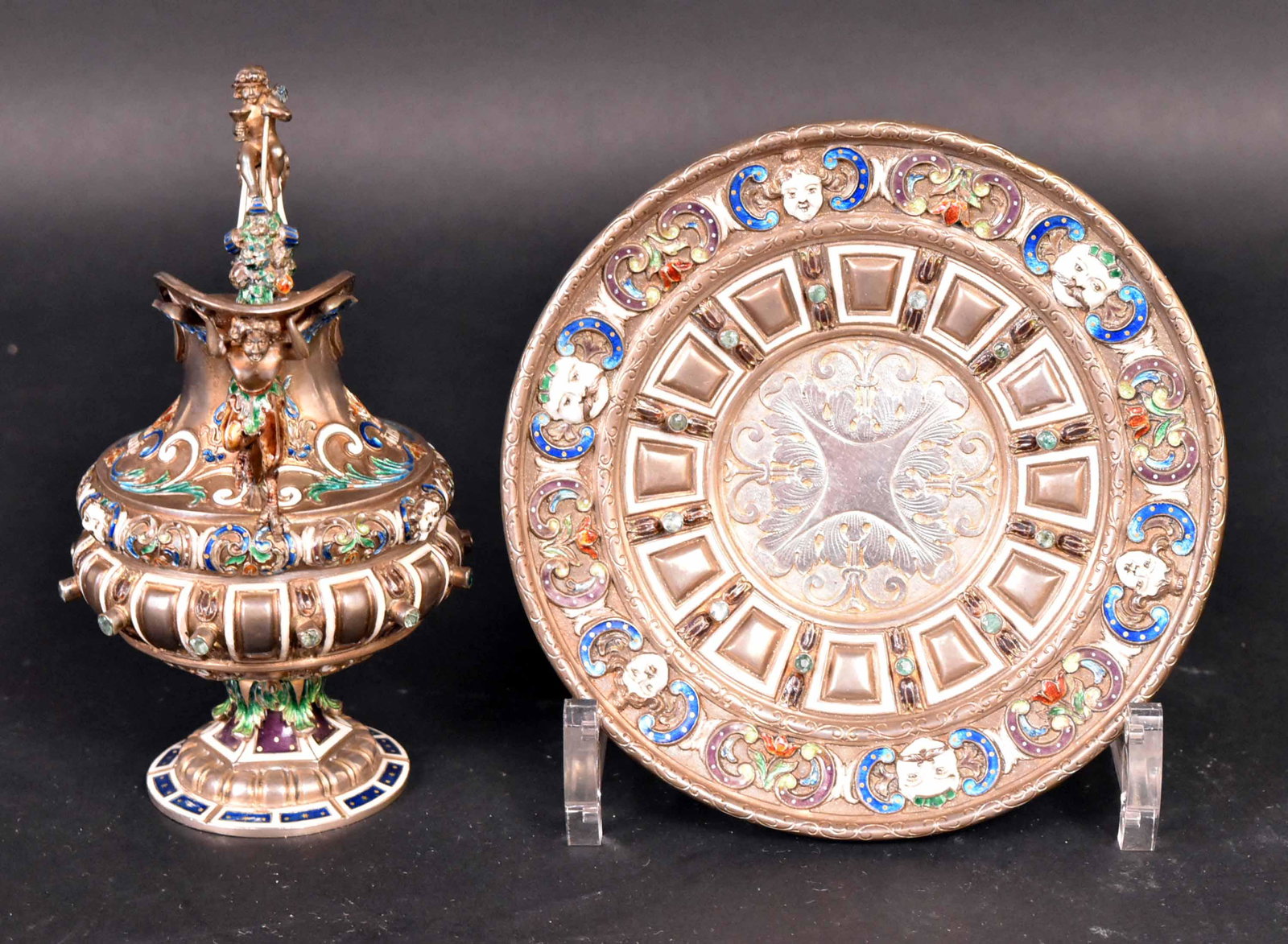 Austrian Silver-Gilt & Enamel Small Ewer & Basin (1 of 4)