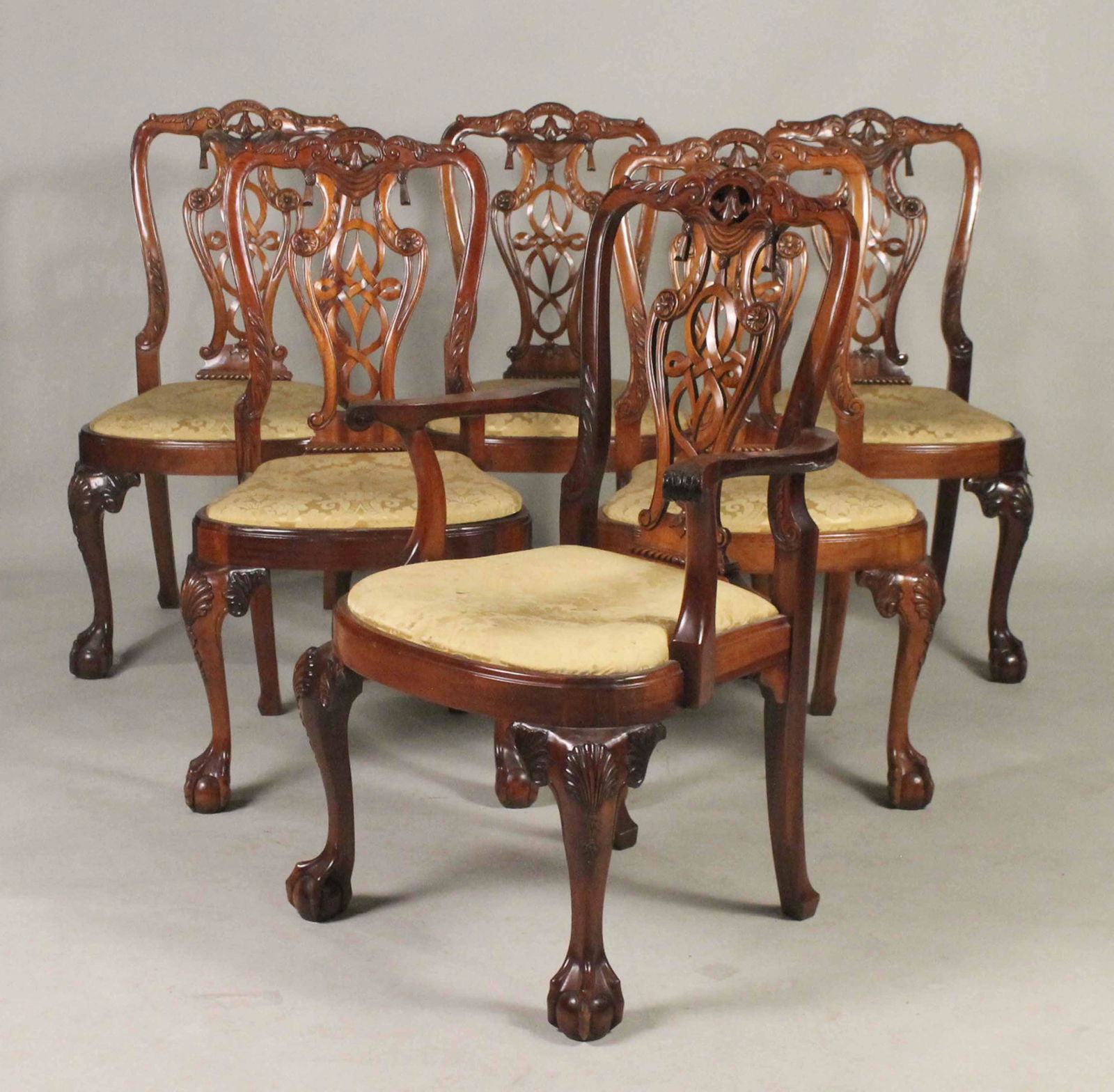 Six George III Style Walnut Dining Chairs (1 of 8)