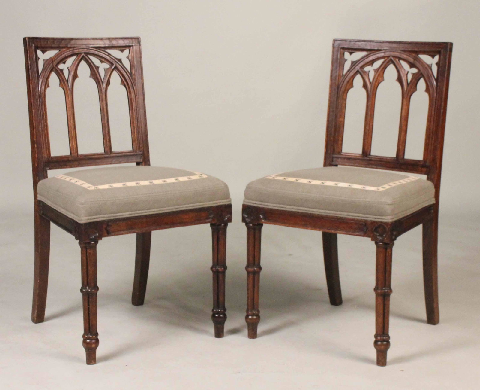 Pair of Victorian Oak Side Chairs (1 of 6)