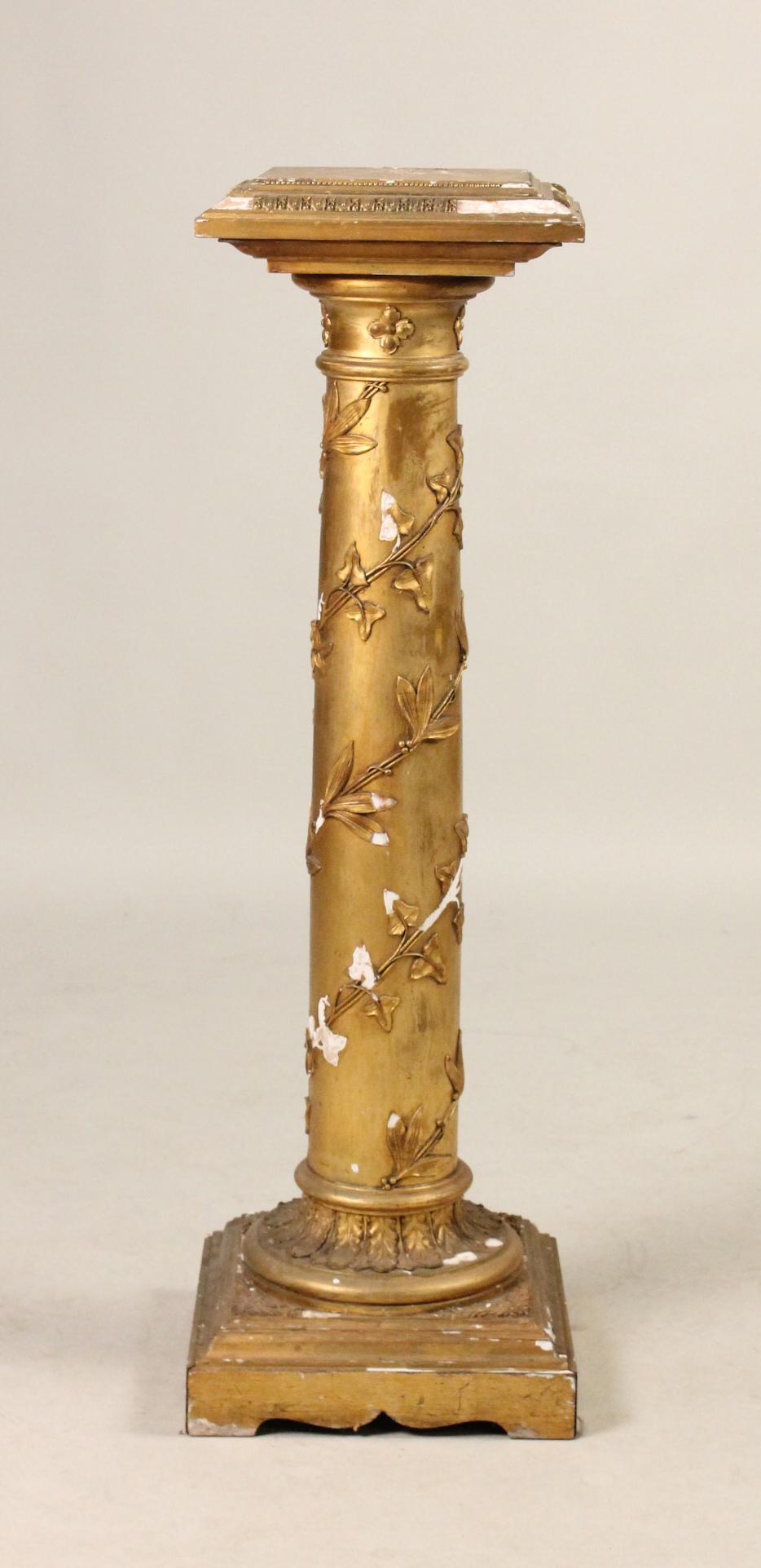 Vine-Decorated Giltwood and Plaster Column (1 of 4)