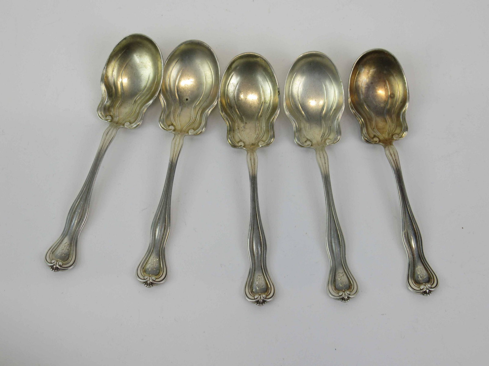 Set of Five Sterling Silver Small Sugar Spoons (1 of 3)