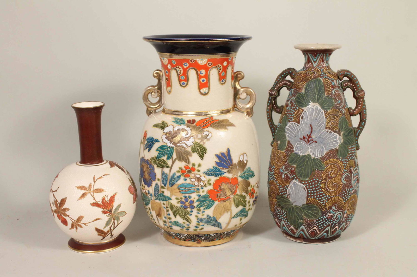 Three Japanese Satsuma Porcelain Vases (1 of 6)