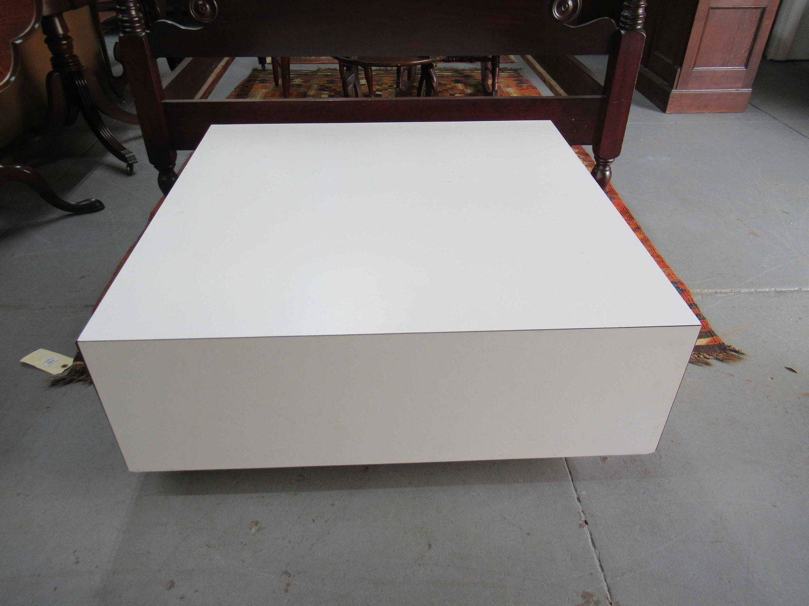 Large Modern White Formica Coffee Table (1 of 3)