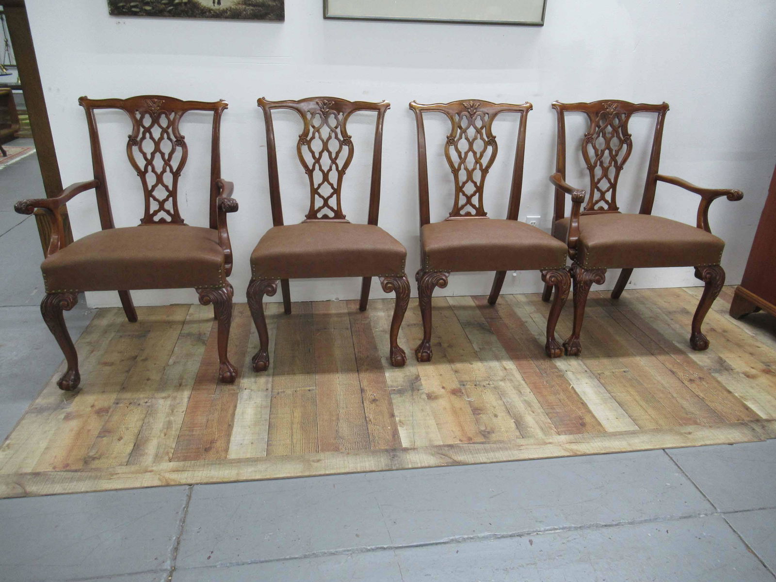 Set of Four Chippendale Style Dining Chairs (1 of 8)