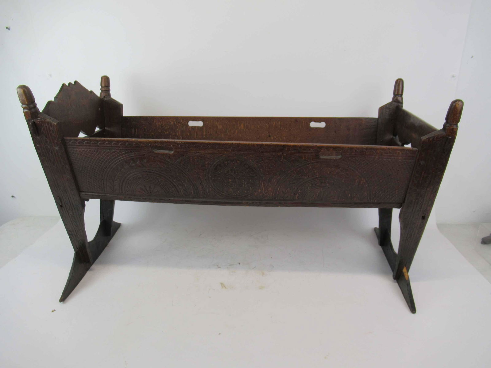 Antique Scandinavian Carved Wooden Cradle (1 of 5)