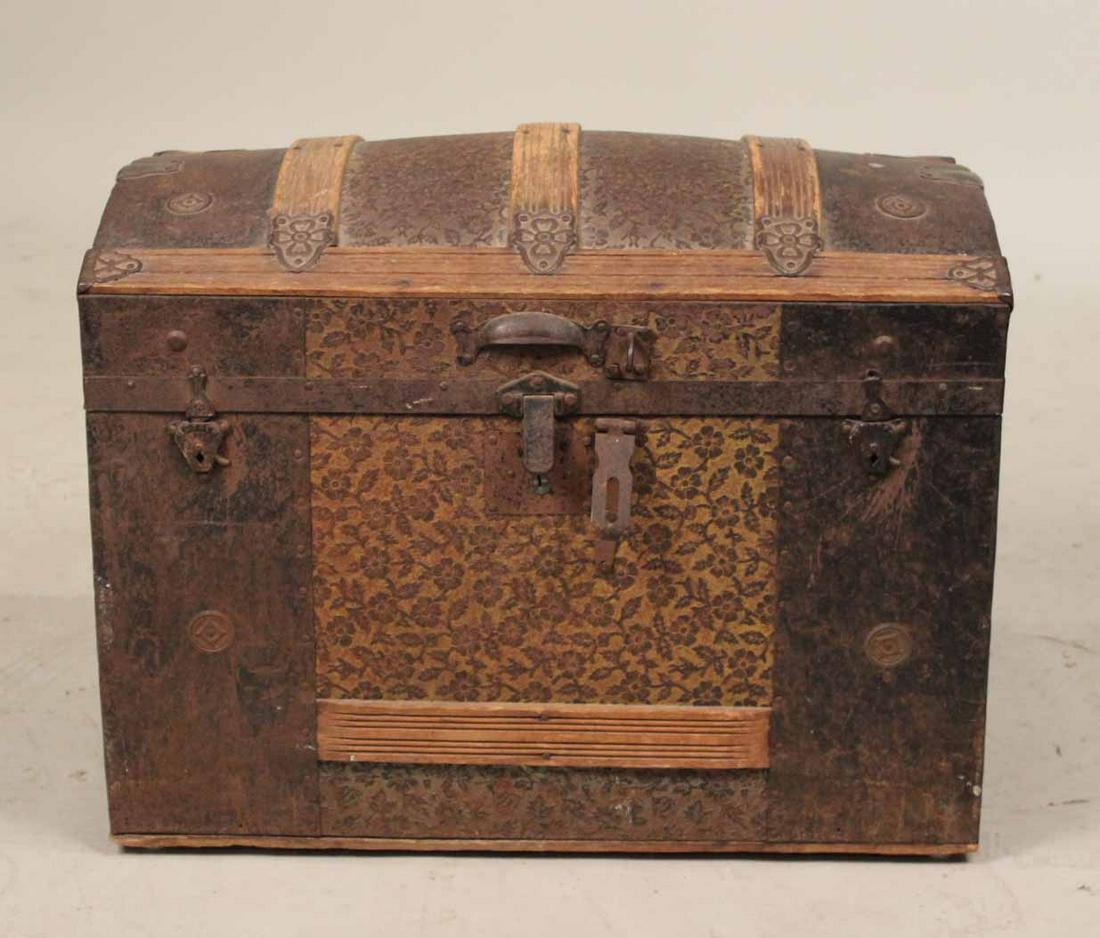 Victorian Rolled Tin Dome Top Trunk (1 of 2)