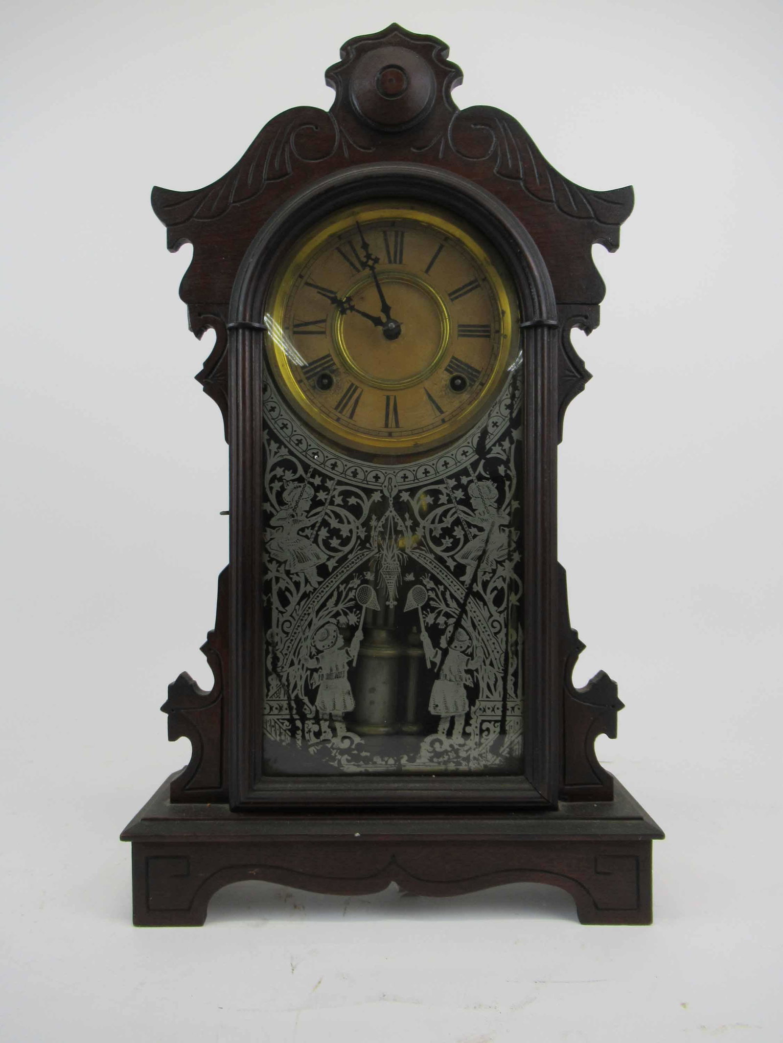 Antique Walnut Gingerbread Clock (1 of 7)