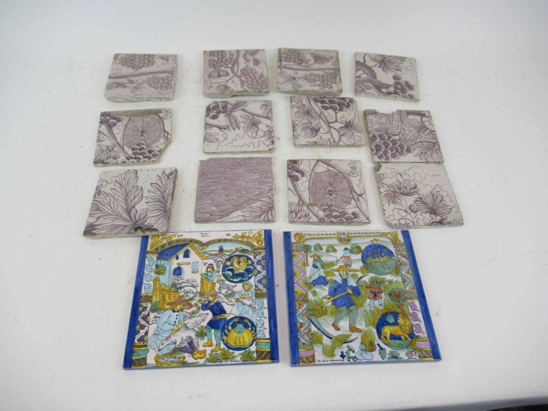 French Decorative Ceramic Tiles Pair (1 of 7)